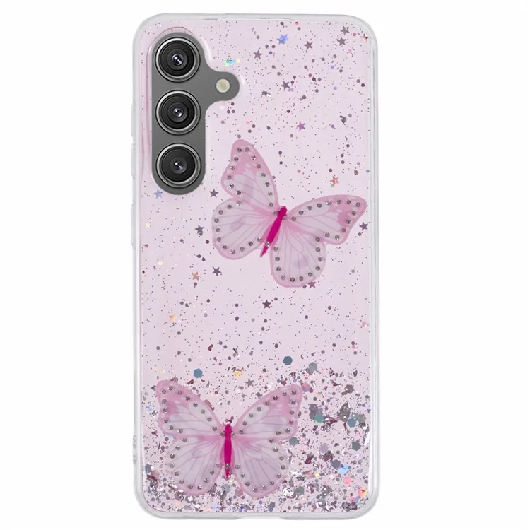Für Samsung Galaxy S25 Gehäuse Epoxy PVC Schmetterling TPU Ästhetik Handyhülle - Pink