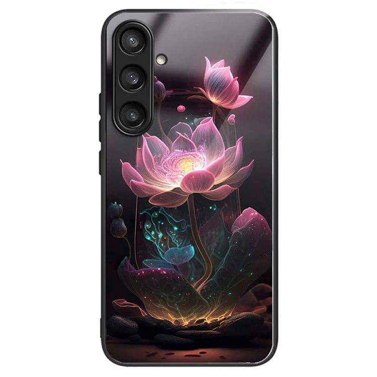 Für Samsung Galaxy A16 4G / 5G Hülle Gehärtetes Glas Rückseite mit Musteraufdruck - Lotus