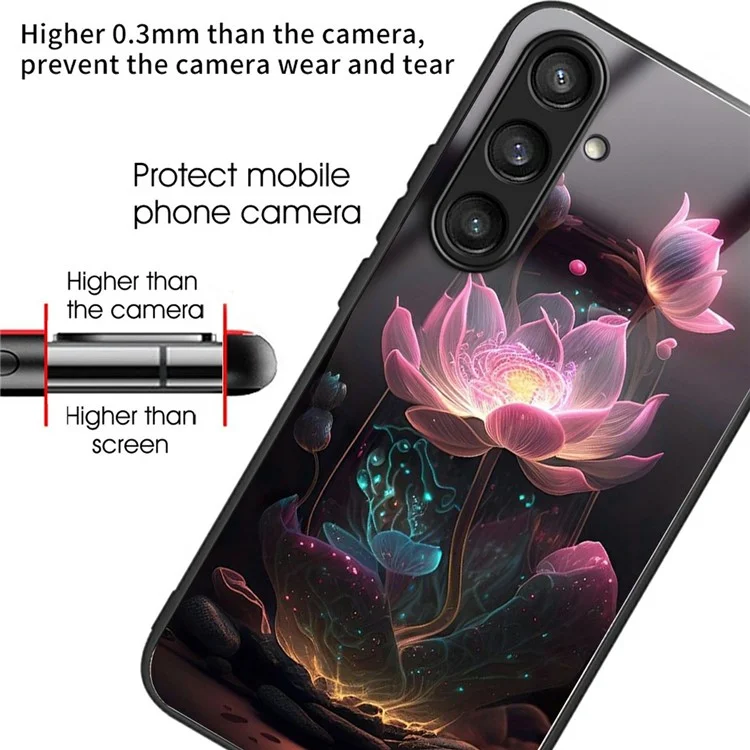 Für Samsung Galaxy S24 FE Hülle Gehärtetes Glas Rückseite mit Musterbedruckung - Lotus