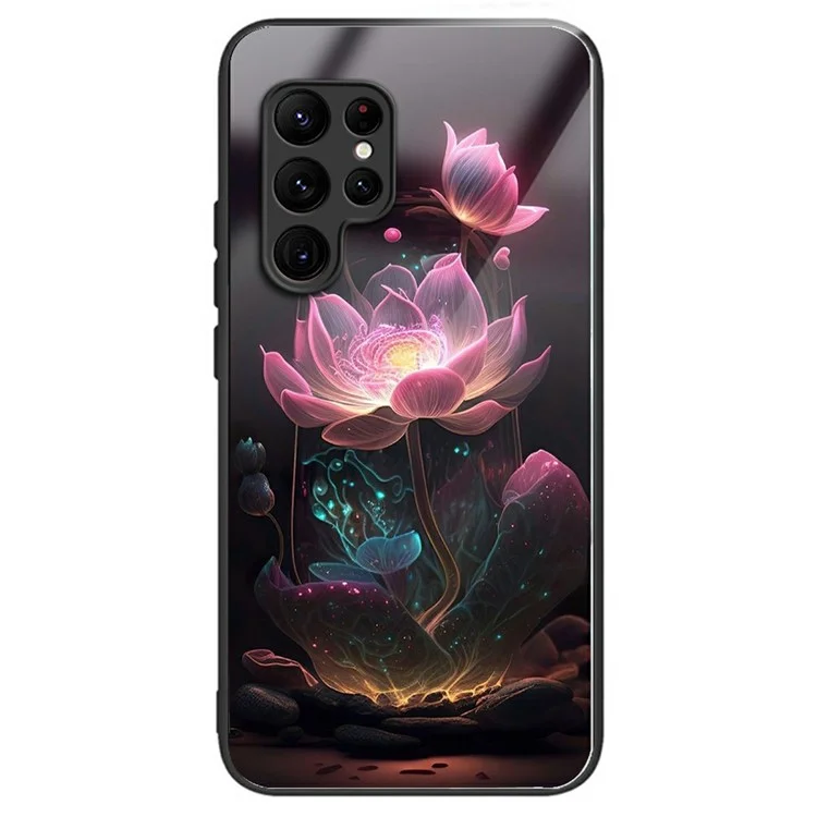 Custodia per Samsung Galaxy S25 Ultra, con copertura posteriore in vetro temperato e stampa a motivo - Loto