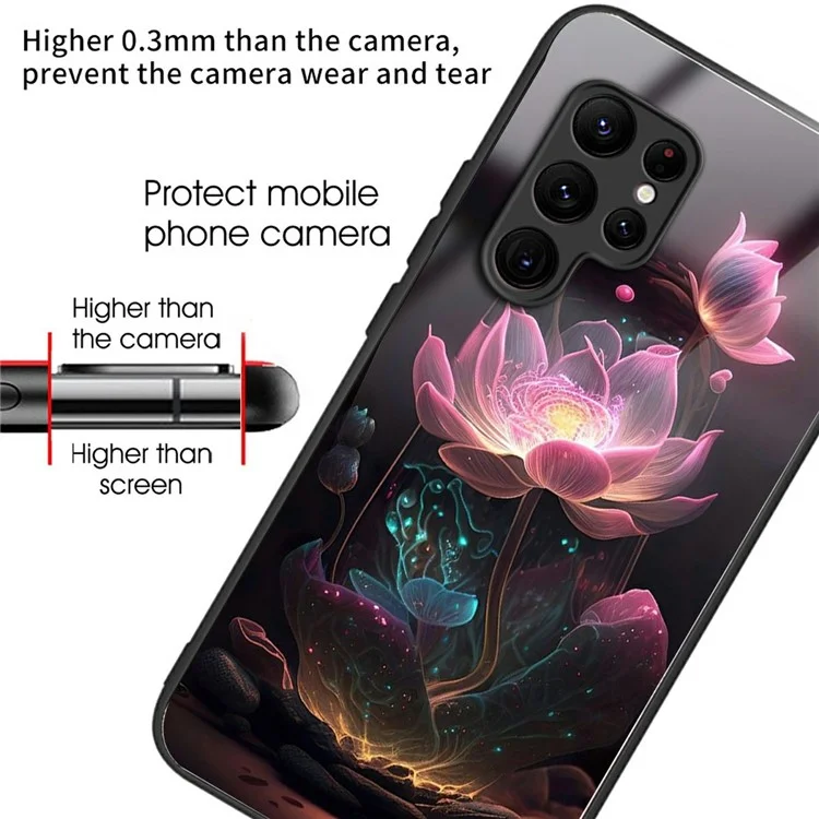 Custodia per Samsung Galaxy S25 Ultra, con copertura posteriore in vetro temperato e stampa a motivo - Loto