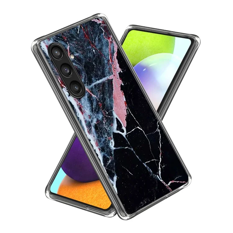 Чехол для Samsung Galaxy S25+ с узорной печатью, ТПУ-чехол для задней панели телефона - черный мрамор