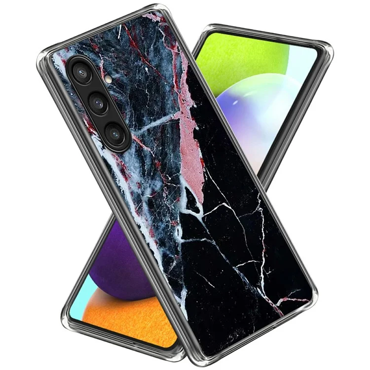 Für Samsung Galaxy S24 FE Hülle Musterdruck TPU Handy Rückseite - Schwarzer Marmor