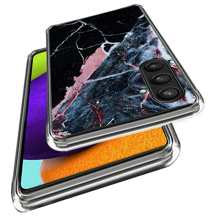 Für Samsung Galaxy S24 FE Hülle Musterdruck TPU Handy Rückseite - Schwarzer Marmor
