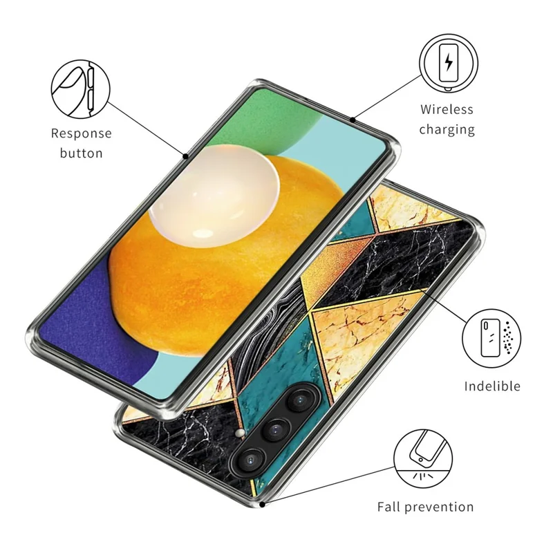For Samsung Galaxy S24 FE Case Pattern Printing TPU Phone Back Cover - Splicing Marble