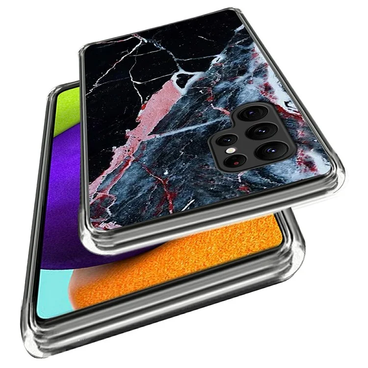 Чехол для Samsung Galaxy S25 Ultra с узором, печатный TPU, задняя крышка телефона - черный мрамор