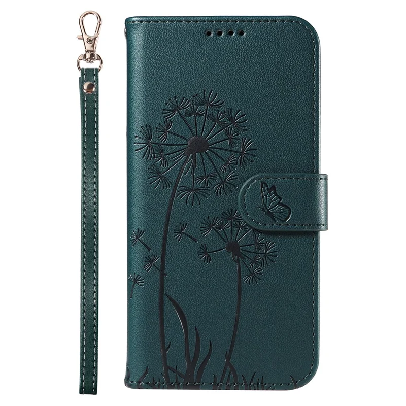 For Samsung Galaxy S23 Leather Case Wallet Phone Cover Dandelion Imprint - Blue