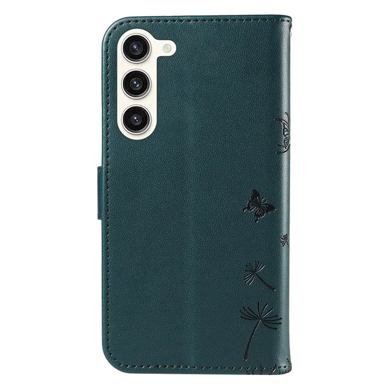 For Samsung Galaxy S23 Leather Case Wallet Phone Cover Dandelion Imprint - Blue