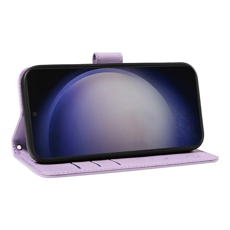Capa de couro carteira com estampa de dente-de-leão para Samsung Galaxy S23 FE - Roxo