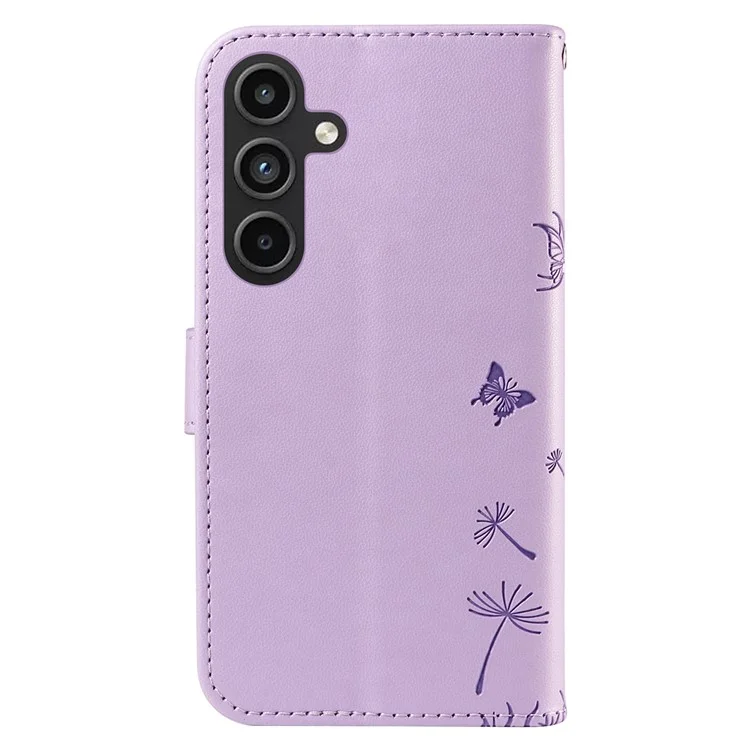 Capa de couro carteira com estampa de dente-de-leão para Samsung Galaxy S23 FE - Roxo
