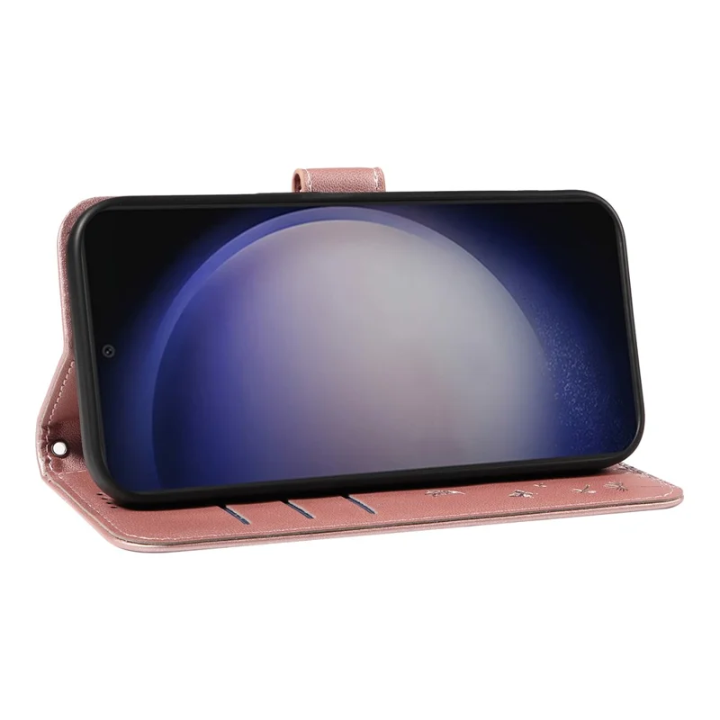 For Samsung Galaxy S23 FE Leather Case Wallet Phone Cover Dandelion Imprint - Rose Gold