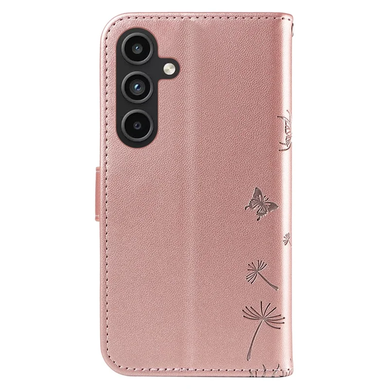 For Samsung Galaxy S23 FE Leather Case Wallet Phone Cover Dandelion Imprint - Rose Gold