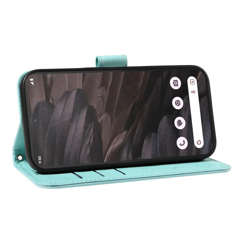 For Google Pixel 7a Leather Case Wallet Phone Cover Dandelion Imprint - Green