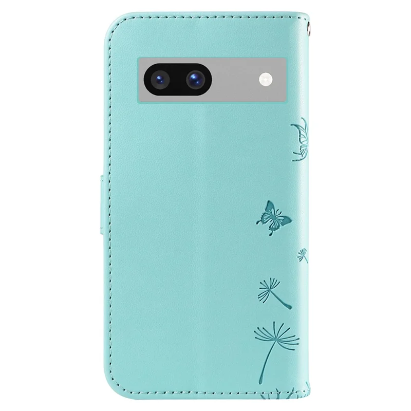 For Google Pixel 7a Leather Case Wallet Phone Cover Dandelion Imprint - Green