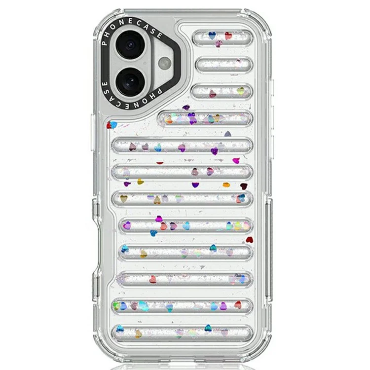 Schutzhülle für iPhone 16, Kapsel, Glitzer, PC + TPU, Telefon-Schutzhülle - Pailletten