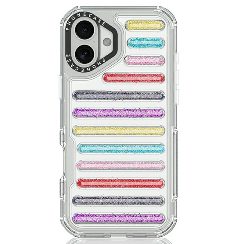 For iPhone 16 Plus Case Capsule Glitter PC + TPU Phone Protective Cover - Mixed Colors