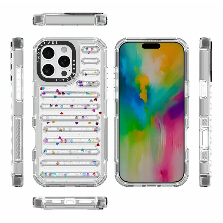 Coque pour iPhone 16 Pro Max Capsule Glitter PC + TPU Housse de protection pour téléphone - Paillettes