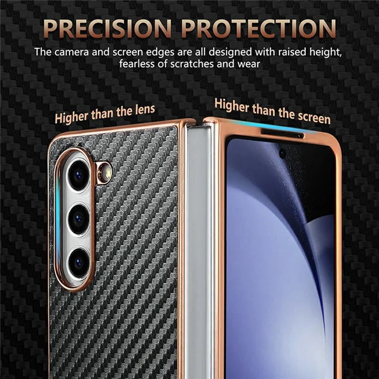Funda para Samsung Galaxy Z Fold5 5G de AZNS, textura de fibra de carbono con electrochapado, cubierta de teléfono de PU+TPU - Negro
