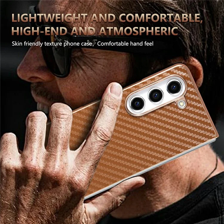 Funda para Samsung Galaxy Z Fold5 5G de AZNS, textura de fibra de carbono con electrochapado, cubierta de teléfono de PU+TPU - Negro