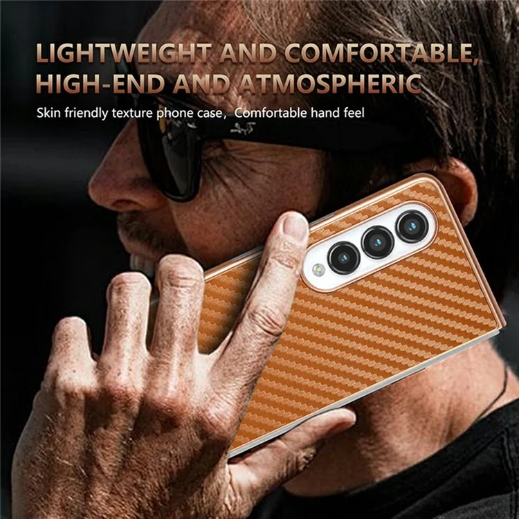 AZNS Hülle für Samsung Galaxy Z Fold4 5G, Elektroplatierung, Kohlefaser-Textur, PU+TPU Handyhülle - Schwarz
