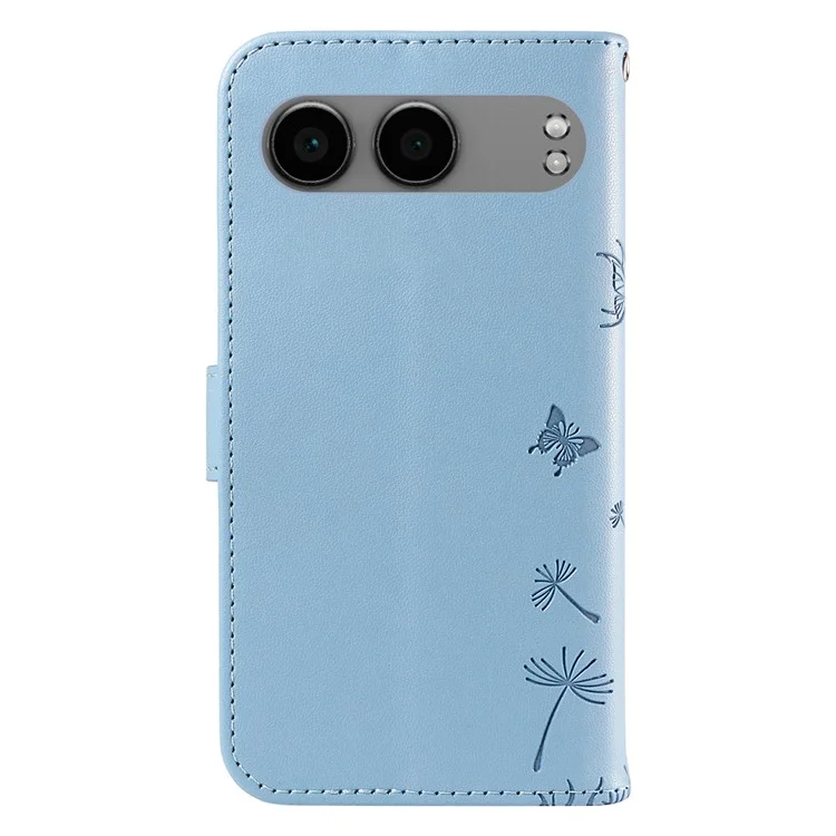 Funda de cuero para OnePlus Nord 4, con tapa tipo cartera y estampado de diente de león - Azul cielo