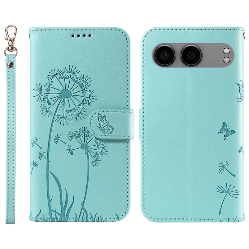 For OnePlus Nord 4 Leather Case Wallet Phone Cover Dandelion Imprint - Green
