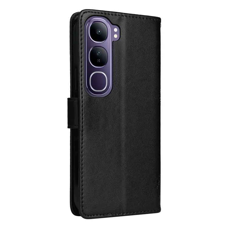 Für vivo V40 Lite (Indonesien) 5G / V40 Lite (Indonesien) 4G Hülle Baum-Muster Flip Leder Handyhülle - Schwarz