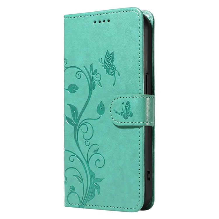 For vivo V40 Lite (Indonesia) 5G / V40 Lite (Indonesia) 4G PU Leather Cases Flower Pattern Wallet Stand Phone Cover with Strap - Green