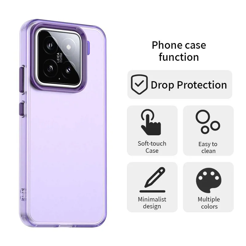For Xiaomi 15 Case PC+TPU+PET Matte Anti-Drop Phone Back Cover - Purple