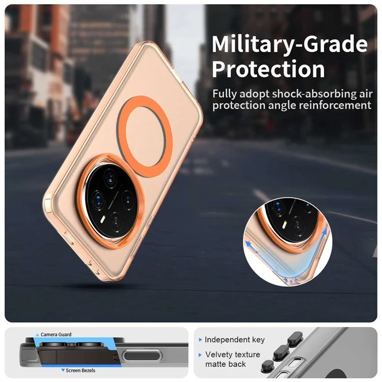 For Honor Magic7 Pro 5G Case Compatible with MagSafe PC+TPU+PET Anti-Drop Phone Cover - Orange