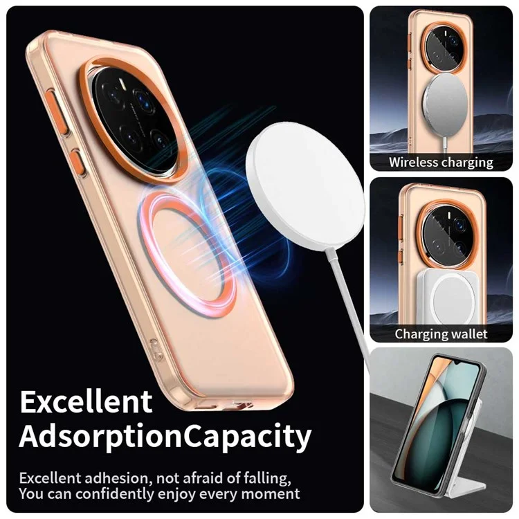 For Honor Magic7 Pro 5G Case Compatible with MagSafe PC+TPU+PET Anti-Drop Phone Cover - Orange