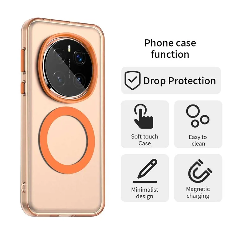 For Honor Magic7 Pro 5G Case Compatible with MagSafe PC+TPU+PET Anti-Drop Phone Cover - Orange