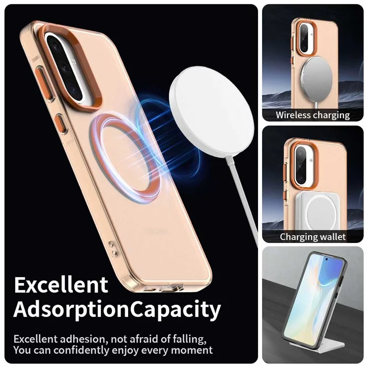 Funda para Samsung Galaxy A56 compatible con MagSafe PC+TPU+PET anticaídas - Naranja