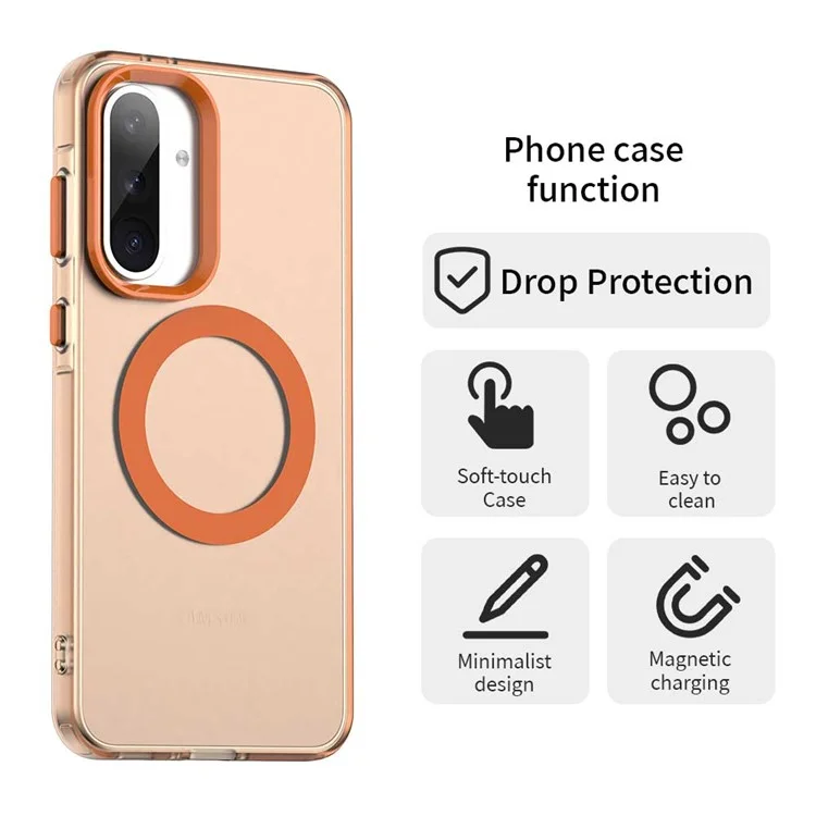Funda para Samsung Galaxy A56 compatible con MagSafe PC+TPU+PET anticaídas - Naranja