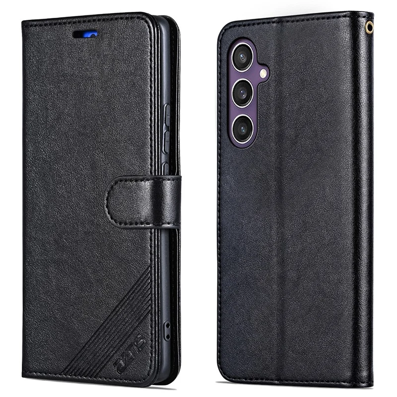 AZNS Чехол для Samsung Galaxy S25+ из ударопрочной кожи PU с подставкой и бумажником - Черный