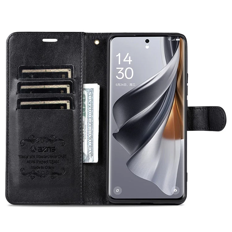 AZNS Hülle für Samsung Galaxy S24 Ultra Anti-Kratzer PU-Leder Ständer Wallet Handyhülle - Schwarz