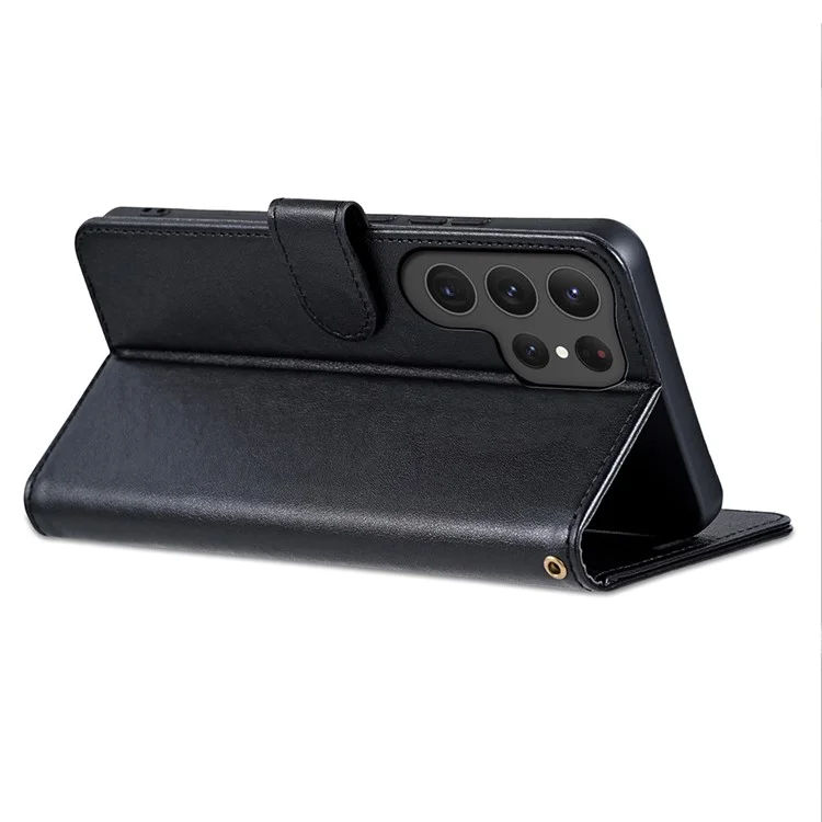 AZNS Hülle für Samsung Galaxy S24 Ultra Anti-Kratzer PU-Leder Ständer Wallet Handyhülle - Schwarz