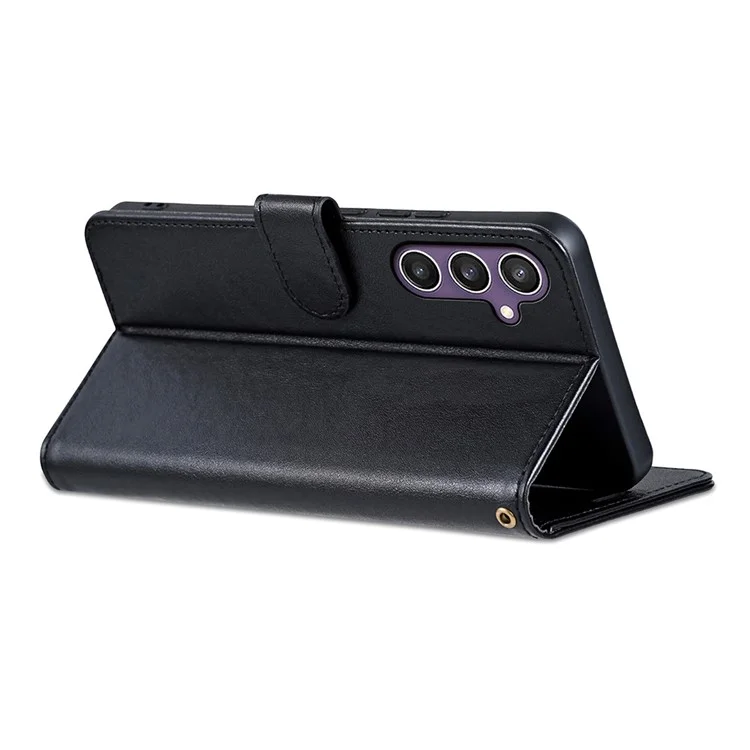 Capa para Samsung Galaxy S24 AZNS, de couro sintético, resistente a arranhões, com suporte e carteira - Preta