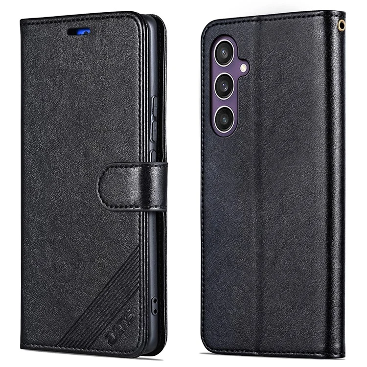 Capa para Samsung Galaxy S24 FE da AZNS, anti-arranhões, em couro sintético, com suporte e carteira - Preto