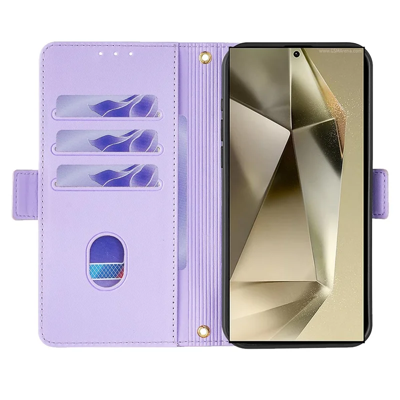 For Samsung Galaxy S24 Ultra Leather Wallet Case RFID Blocking Stand Cover with Hand Strap - Purple