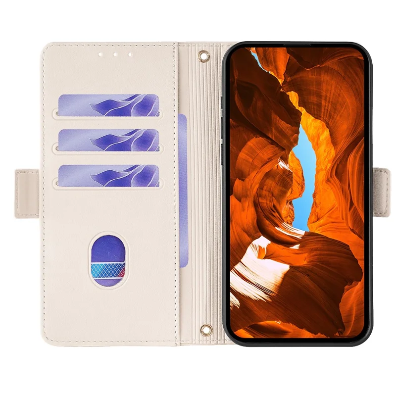 For Google Pixel 8 Pro Leather Wallet Case RFID Blocking Stand Cover with Hand Strap - White