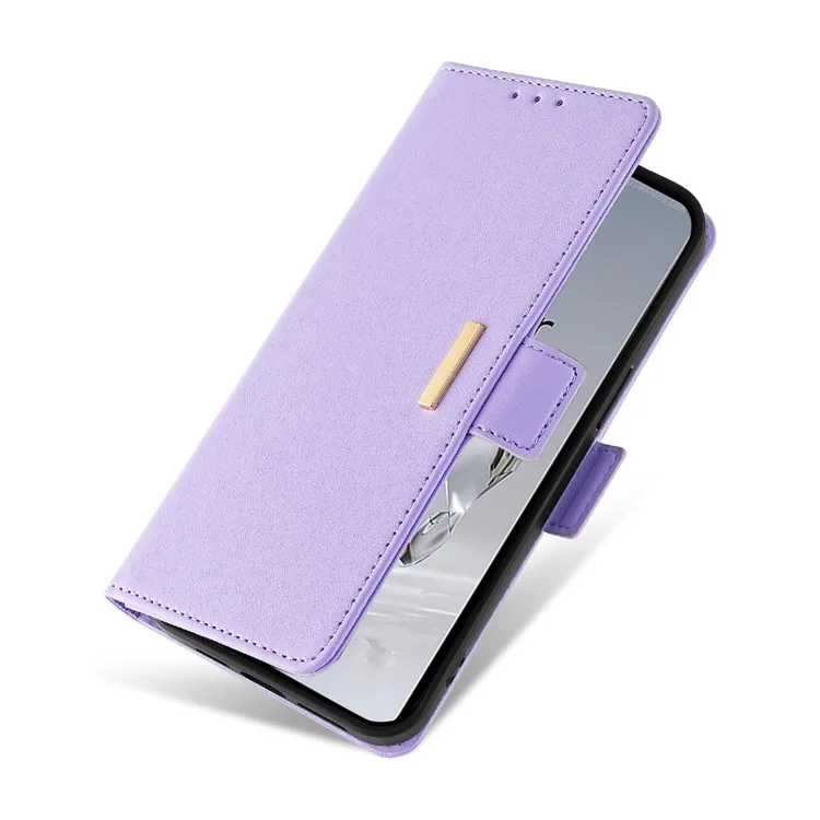 Custodia in pelle con portafoglio e blocco RFID per OnePlus 12 5G, con supporto e cinturino da polso - Viola
