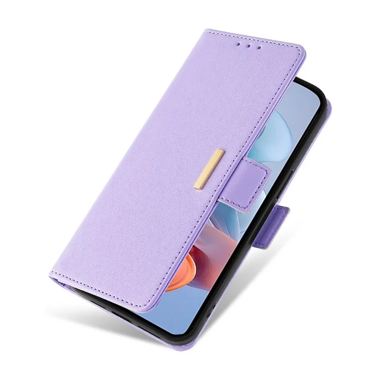 Funda de cartera de piel con bloqueo RFID y soporte para Motorola Moto G34 5G - Púrpura