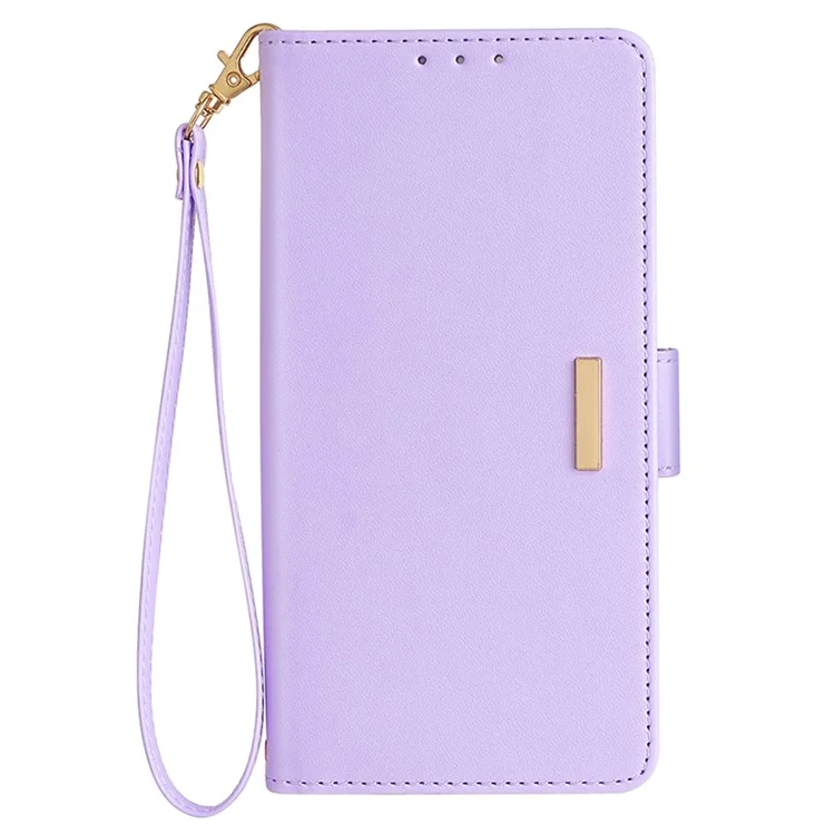 Funda de cartera de piel con bloqueo RFID y soporte para Motorola Moto G34 5G - Púrpura