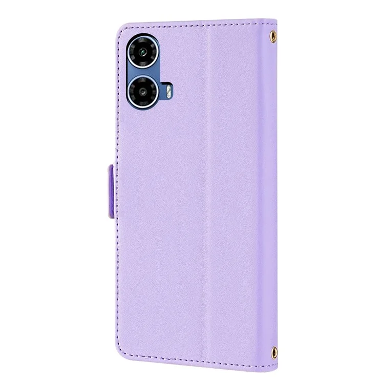 Funda de cartera de piel con bloqueo RFID y soporte para Motorola Moto G34 5G - Púrpura