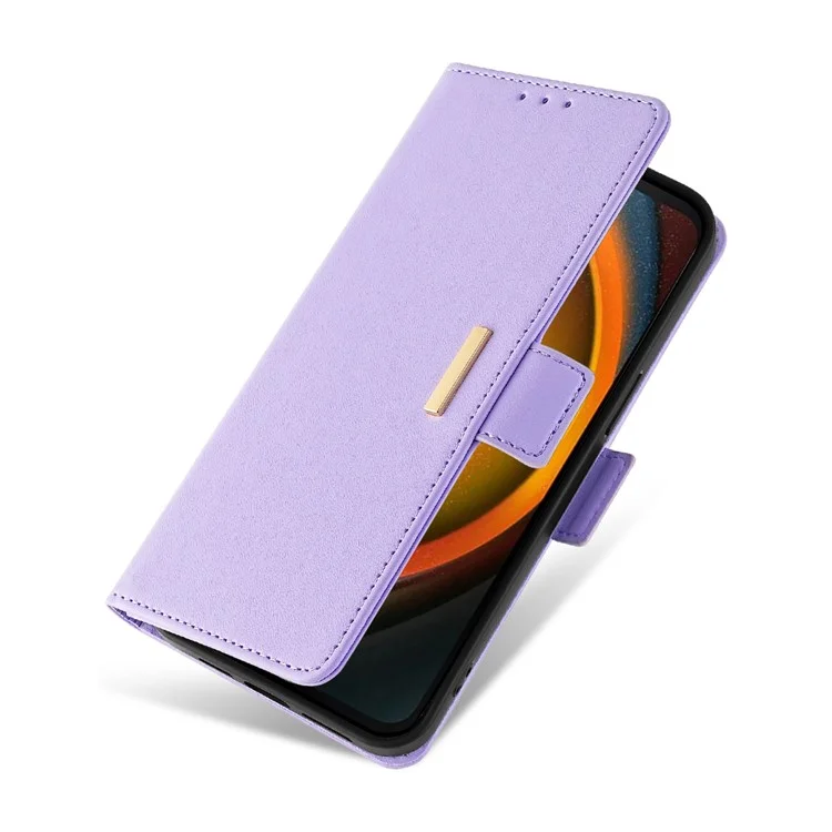 Capa carteira de couro com bloqueio RFID e alça de mão para Samsung Galaxy Xcover7 - Roxo