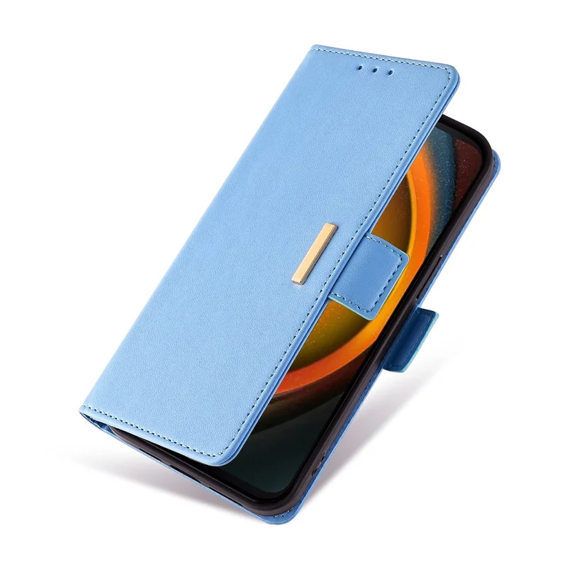 For Samsung Galaxy Xcover7 Leather Wallet Case RFID Blocking Stand Cover with Hand Strap - Blue