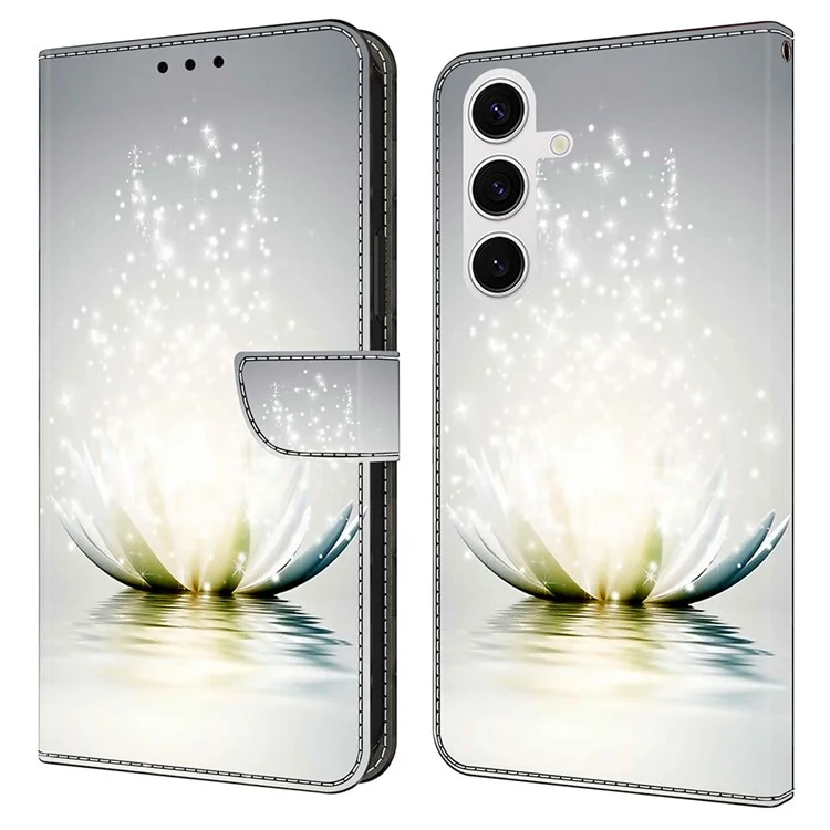 Для чехла Samsung Galaxy S24 FE 3D-принт Кожаный бумажник Чехол для телефона со стойкой - Лотос