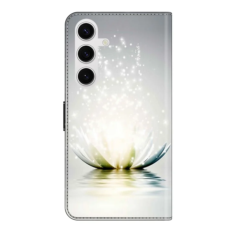 Для чехла Samsung Galaxy S24 FE 3D-принт Кожаный бумажник Чехол для телефона со стойкой - Лотос