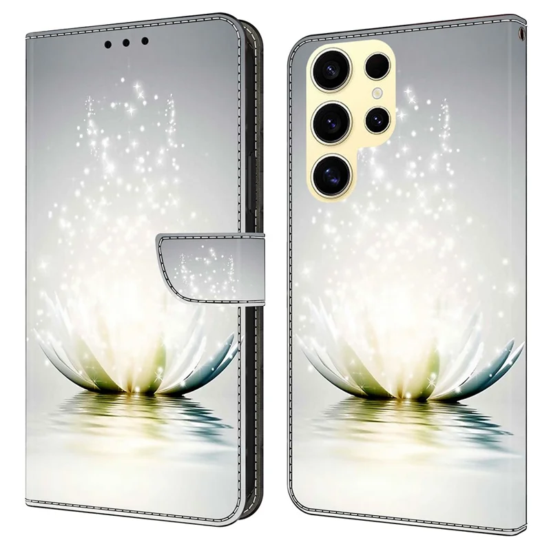Für Samsung Galaxy S25 Ultra Hülle 3D-Muster PU-Leder Wallet Phone Cover mit Ständer - Lotus